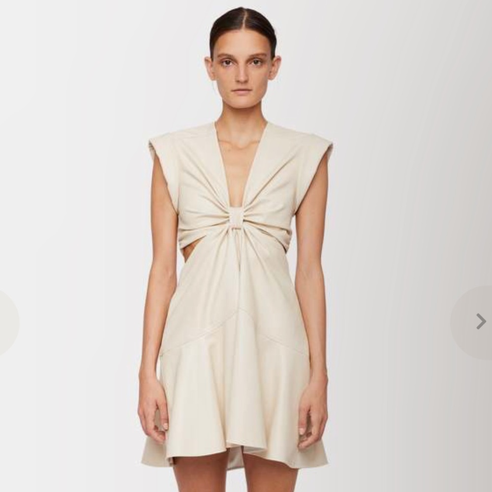 A.L.C. Cream Twist-Front Cutout Mini Dress